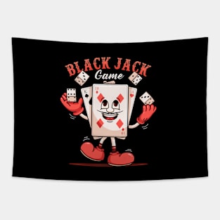 Black jake game, Poker card mascot character playing dice Tapestry