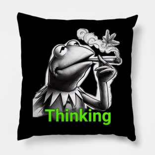 Thinking Kermit the Frog smoking weed dope Pillow