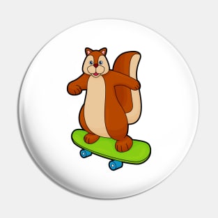 Squirrel as Skater with Skateboard Pin