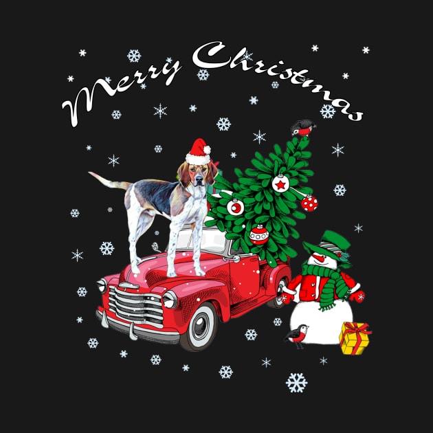 Treeing Walker Coonhound Rides Red Truck Christmas by MarrinerAlex