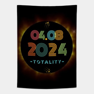 04.08.2024 Totality Solar Eclipse Retro Vintage Tapestry