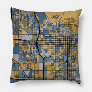 Salt Lake City Map Pattern in Blue & Gold Pillow