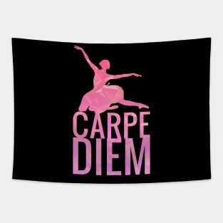 Carpe Diem Ballerina Motivational Quote Tapestry