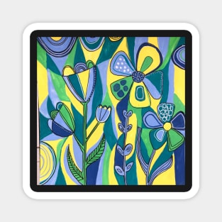 Bold blue florals Magnet