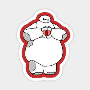 Health Care Robot Holding Awareness Ribbon (Red) Magnet