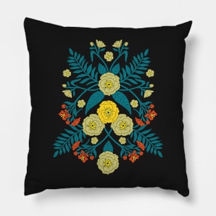 Yellow & Teal Floral Pillow