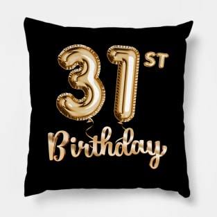 31st Birthday Gifts - Party Balloons Gold Pillow