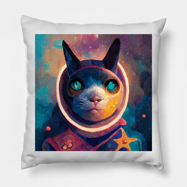 Space Catz ONE Pillow by www.TheAiCollective.art