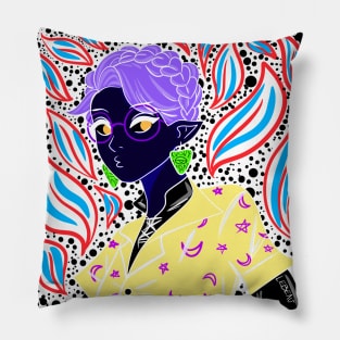 the purple elf in magical space pattern ecopop Pillow