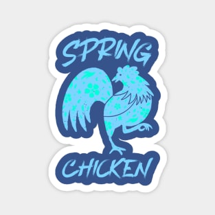 Spring Chicken Faded Blue Design Magnet