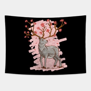 Cherry Blossom Deer Sakura Tapestry