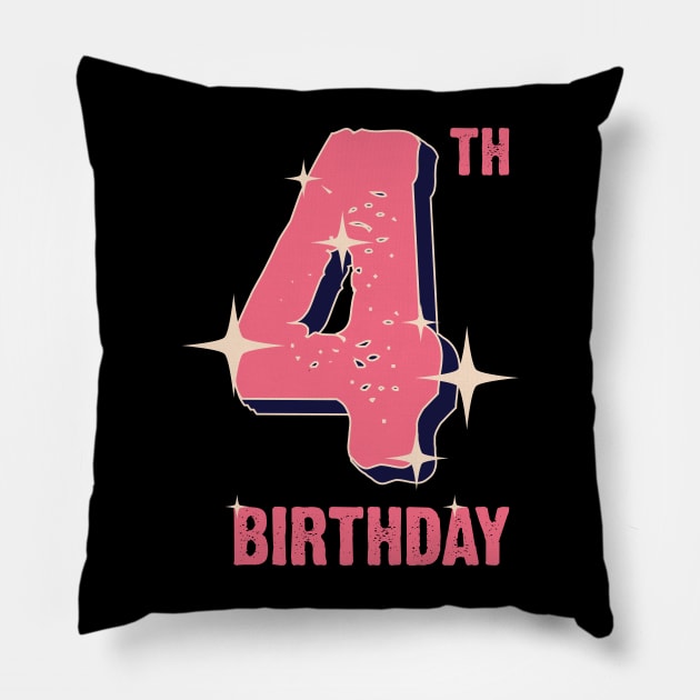 4th birthday for girls Pillow by Emma