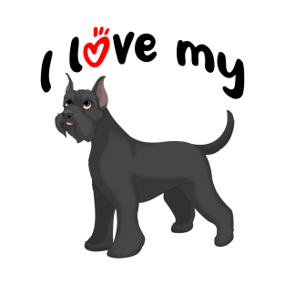 I Love My Schnauzer Dog (Cropped Ears) T-Shirt