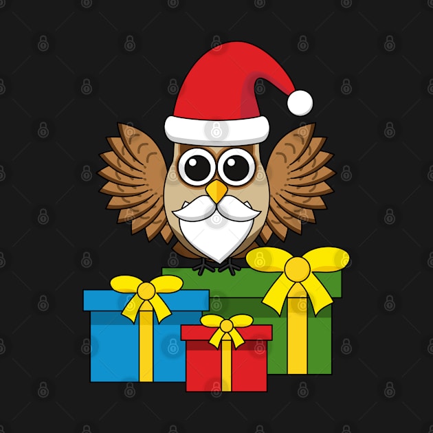 Santa Claus Owl with Presents by BirdAtWork