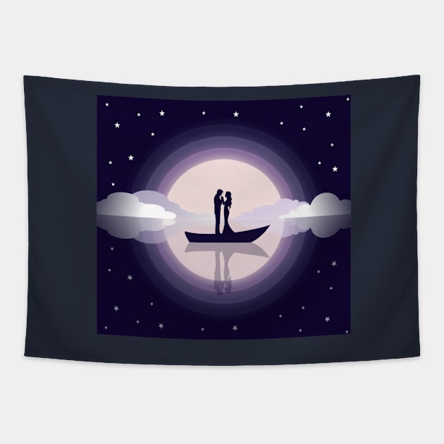 Couple love feel landscape vactor Art Tapestry by Tshirtstory