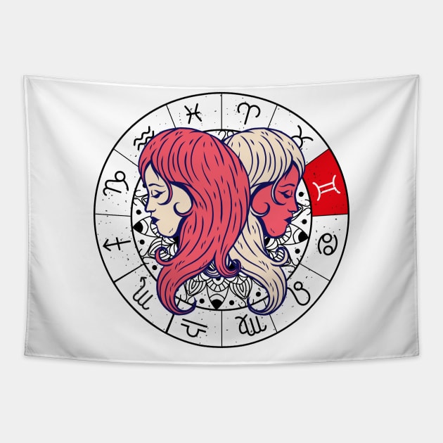 Gemini star sign, zodiac sign horoscope Tapestry by 2P-Design