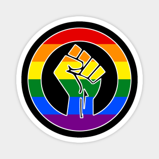 Black Lives Matter Fist Circled LGBTQ Flag Pride Rainbow Magnet