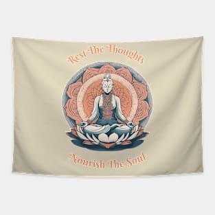 Rest The Thoughts, Nourish The Soul, Lotus, Meditation Tapestry