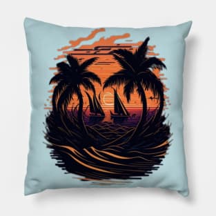 sunset on the beach Pillow