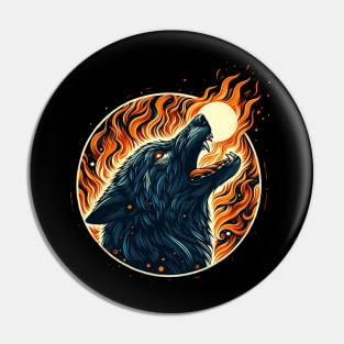 Full Moon Wolf of Fire Pin