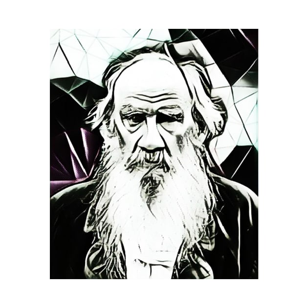 Leo Tolstoy Black and White Portrait | Leo Tolstoy Artwork 5 by JustLit