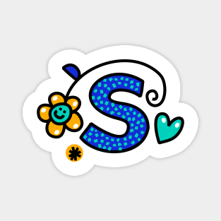 Letter S abc monogram hand drawn colorful alphabet Magnet