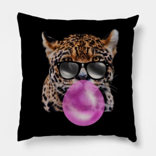 Jaguar with Blowing Gum, Love Big Cats Pillow