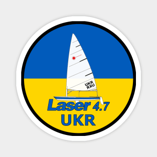 Laser sailboat on flag Ukraine Magnet