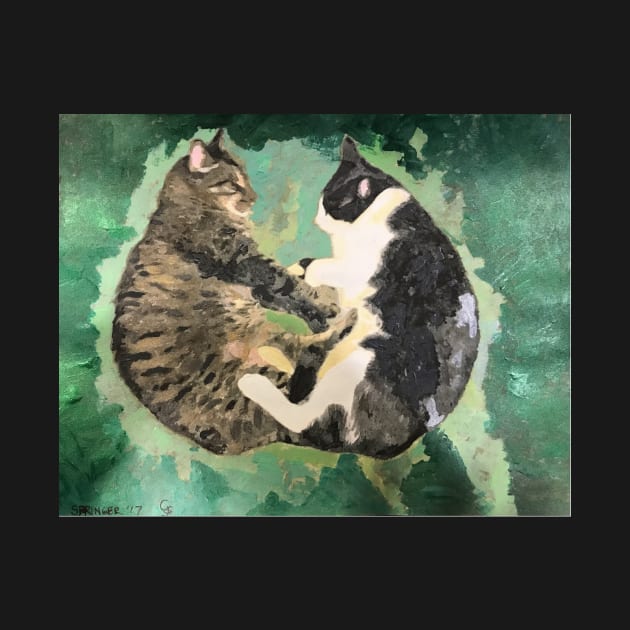 Rhonda's Cats, Acrylic on Paper by gjspring