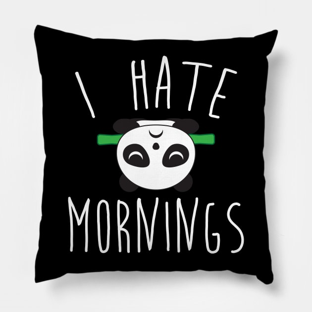 I Hate Mornings Panda Bear Funny Tee Shirt Pillow by teespot123