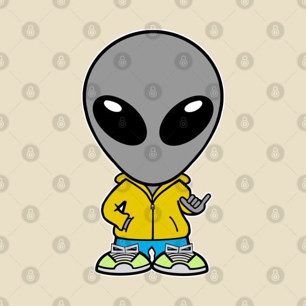 Gray Alien Shaka Hang Loose by SpaceAlienTees