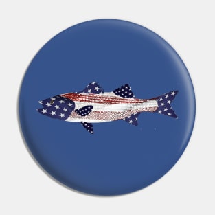 Striped BAss American flag style Pin