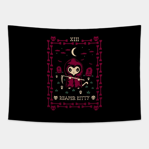 Reaper Kitty Tarot Card Tapestry by thewizardlouis