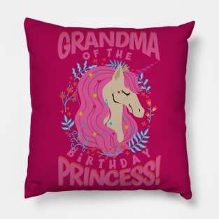 Grandma of the Birthday Princess Unicorn Pillow