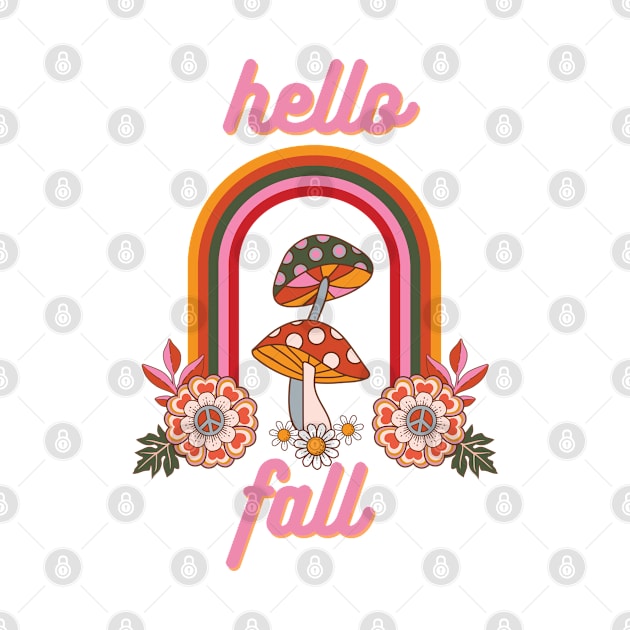 Hello Fall Retro Mushroom Design by kuallidesigns