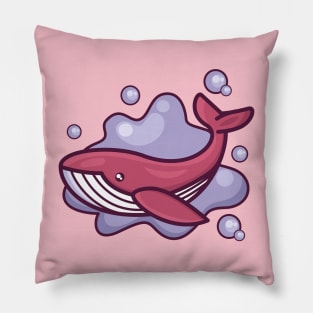 Cute Smiling Pink Whale Pillow