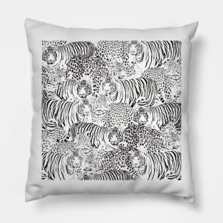 Black Leopard Tiger Animals Pattern Pillow