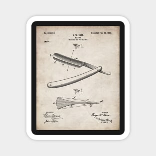 Straight Razor Patent - Stylist Barber Bathroom Decor Art - Antique Magnet