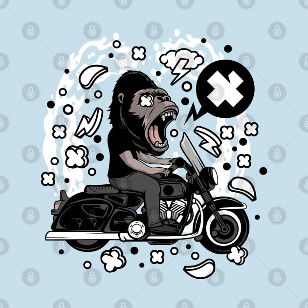 gorilla biker illustration by Mako Design 