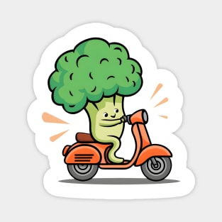 Scoot Your Way to Fun: Groovy Broccoli in Green and Orange Magnet