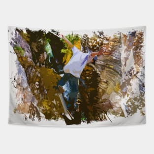 Canyon Jumping - Skateboarder Tapestry