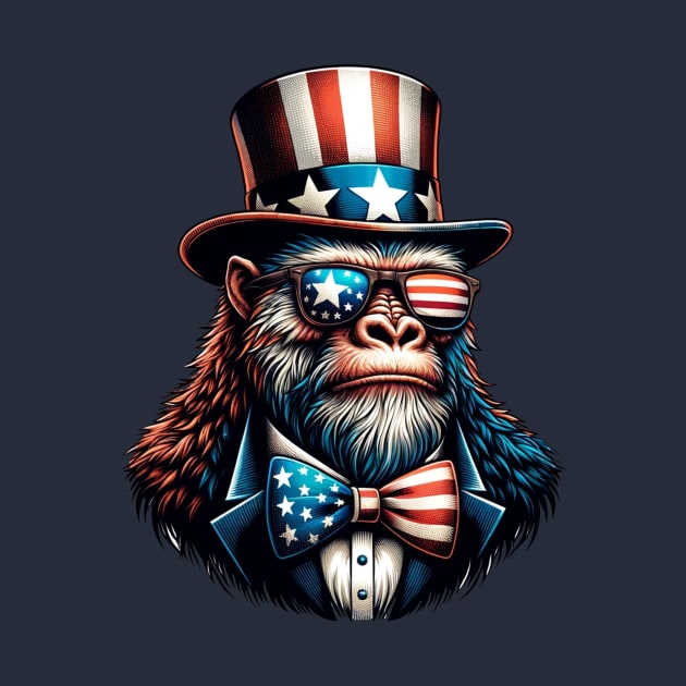 Bigfoot Uncle Sam Hat Sunglasses American Flag 4th of July by karishmamakeia