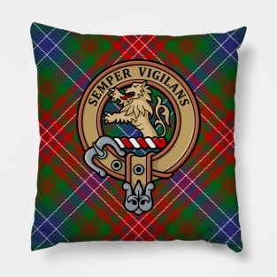 Clan Wilson Crest over Modern Tartan Pillow