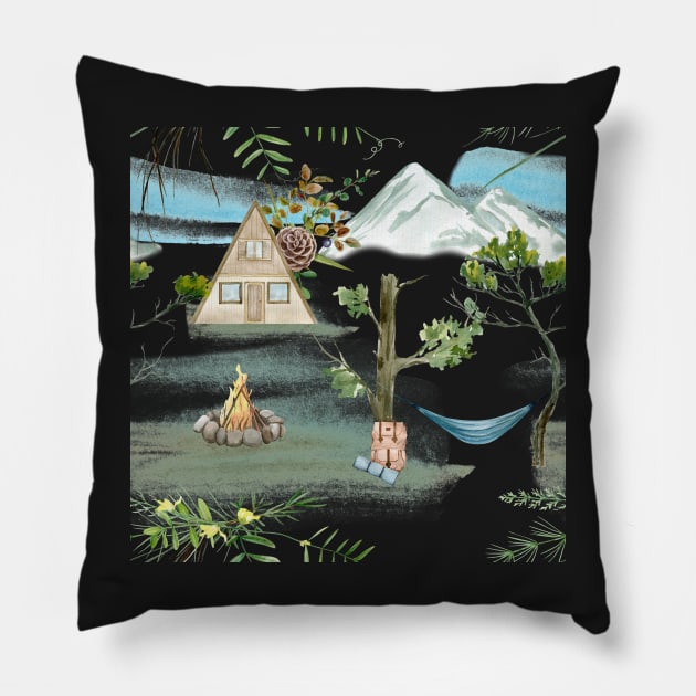 Hammock | Camping | Mountains Pillow by gronly