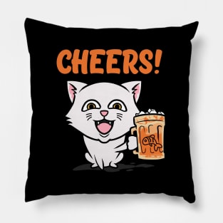 Funny cat beer drinking pussycat gift Pillow