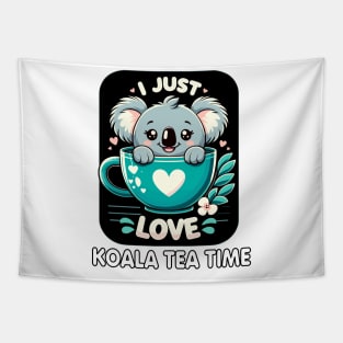 Cuddly Koala Tea Time: Adorable Teacup Hug Tapestry