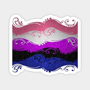 Fancy Swooped and Swirled Gender Fluid Pride Flag Background Magnet