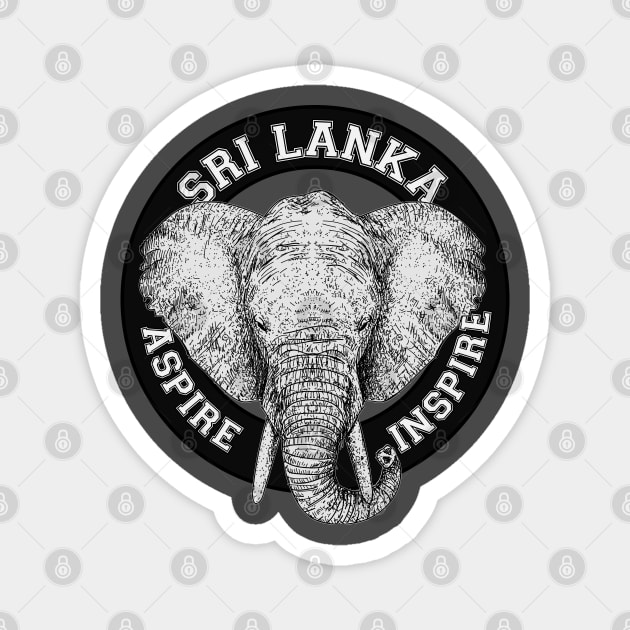 Sri Lanka Elephant Black & White (Ceylon Elephant) Magnet by EYECHO