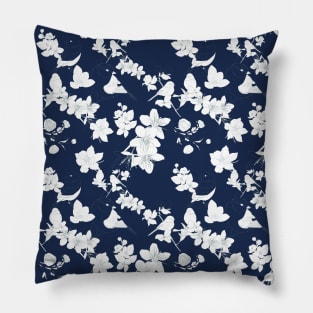 Flowers pattern with Birds in pastel color line art. Pillow