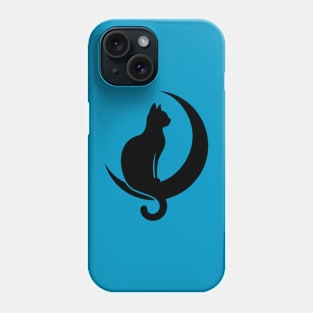 Cat Sitting on Crescent Moon Phone Case